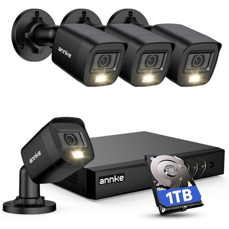 8CH H.265+ 3K Lite Wired Security Camera System with AI Human/Vehicle Detection, 4 x 1920TVL 2MP CCTV IP67 Cameras with Smart Dual Light for Outdoor Use, Color Night Vision, 1TB Hard Drive