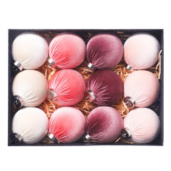 8CM 12PCS Plastic Christmas Tree Ornaments Wrapped Cloth Christmas Balls