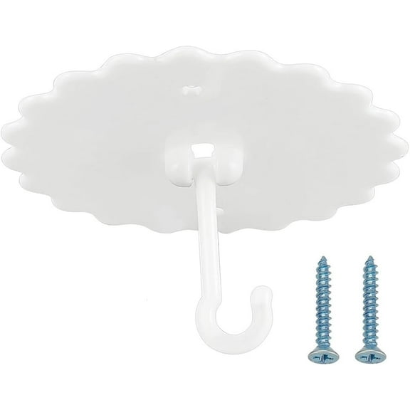 8CM 4PCS Large Self-Adhesive Ceiling Hooks for Mosquito Net No Drill Super Strong Glue Hangers for Bunk Bed/Canopy Damage-Free Wall Hooks for Curtains White