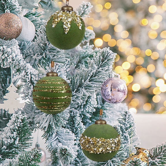 8CM Bolas de Navidad colgantes Bolas de plá Glitter Ornamento de árbol de Navidad Conjunto de doce