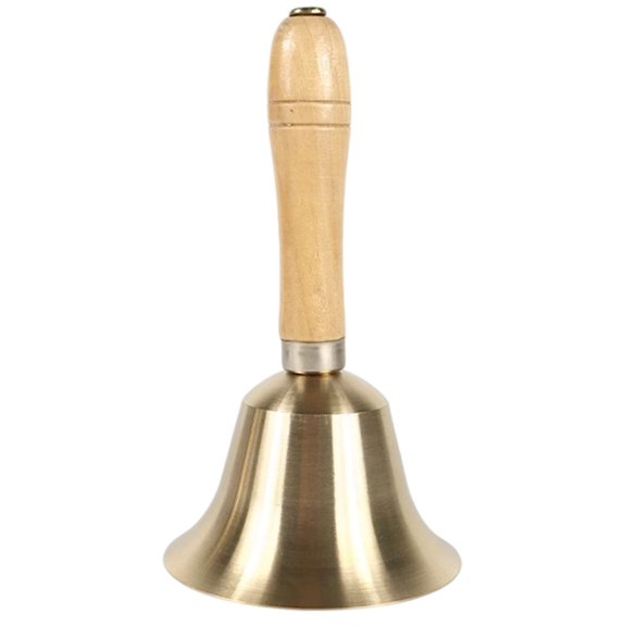 8CM Brass Hand Bells with Wooden Handle Dinner Service Bells Loud Ringing Bells for School Classroom, Service and Game