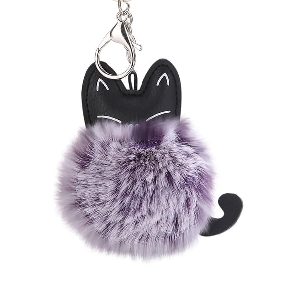 8CM Cute Cat Keychain Alloy Fluffy Pendant Key Ring Holder