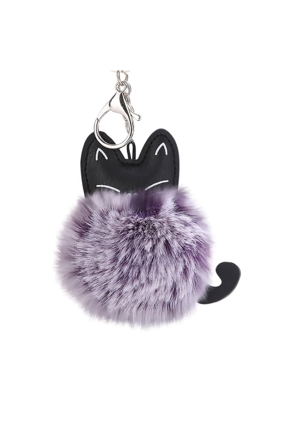 8CM Cute Cat Keychain Alloy Fluffy Pendant Key Ring Holder
