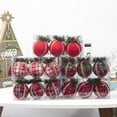 thumbnail image 1 of 8CM Red Plaid Foam Christmas Ball Ornament Tree Hanging Decor Set of 3, 1 of 5