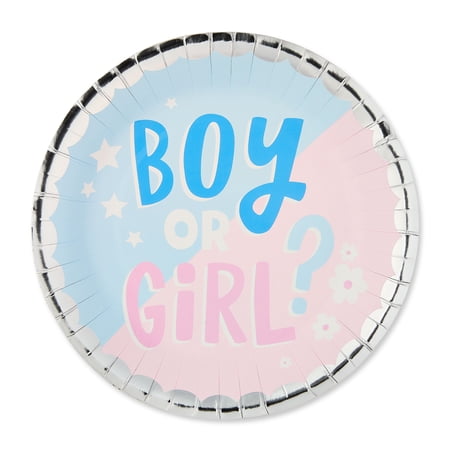 Gender Reveal Paper Party Plates, 9", Pink/Blue, 8 Count, by Way To Celebrate