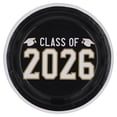 thumbnail image 1 of Black/Gold/White Class of 2026 Disposable Paper Plates, 9", 8 Count, Graduation by Way To Celebrate, 1 of 5