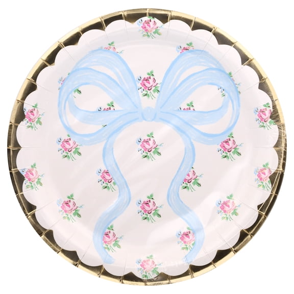Flowers and Bows Disposable Paper Party Plates, 9", Multicolor, 8 Count, by Way To Celebrate