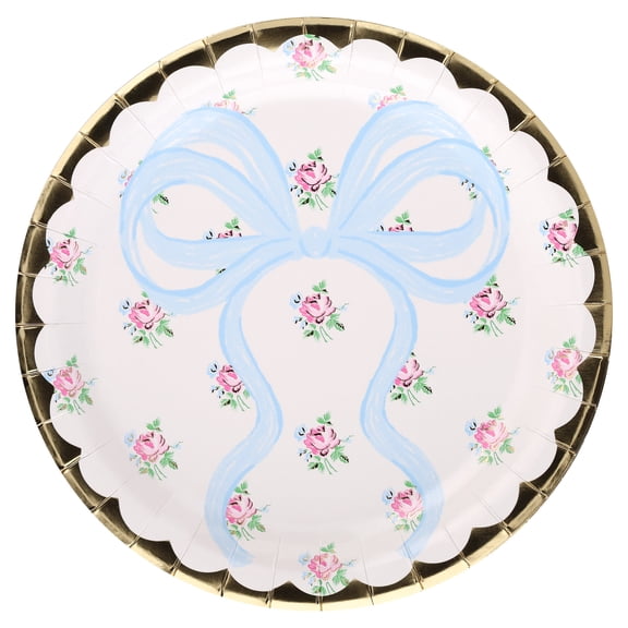 Flowers and Bows Disposable Paper Party Plates, 9", Multicolor, 8 Count, by Way To Celebrate