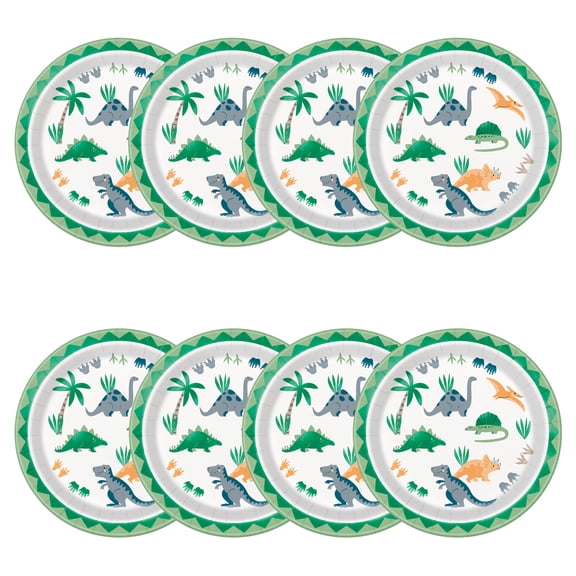 Dinosaur Disposable Paper Party Plates, 9", Multicolor, 8 Count, by Way To Celebrate