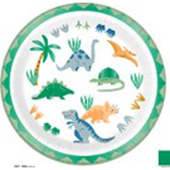 Dinosaur Disposable Paper Party Plates, 9", Multicolor, 8 Count, by Way To Celebrate