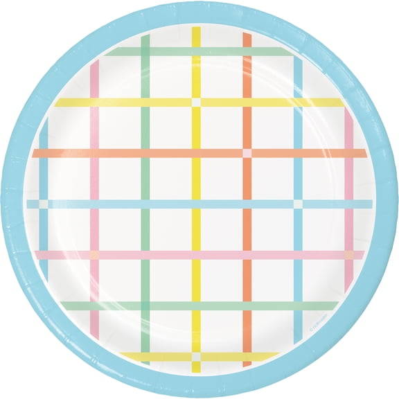 Multicolor Plaid Disposable Paper Plates, 9", 8 Count, Easter by Way To Celebrate