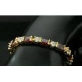 thumbnail image 1 of 8CT Baguette Lab-Created Garnet Men's Tennis Bracelet 14K Yellow Gold Finish, 1 of 3