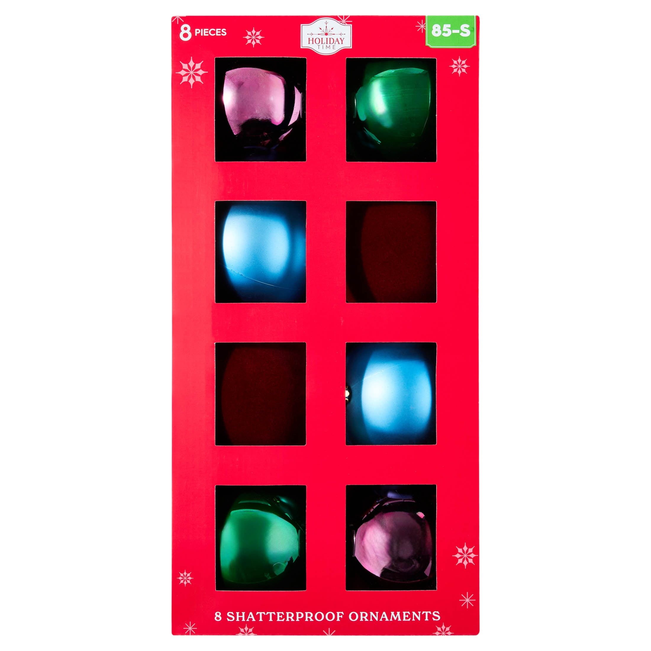 8-Count Multicolor Ball Shatterproof Christmas Ornaments, 4.5", by Holiday Time