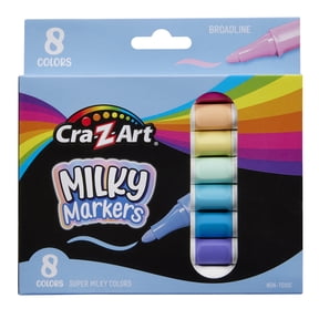 Cra-Z-Art Broadline Super Milky Markers, 8 Count - Pastel Markers Perfect For Black Paper, Unique Colors, Quick Dry No Bleed Markers for Journals Planners Books Notes