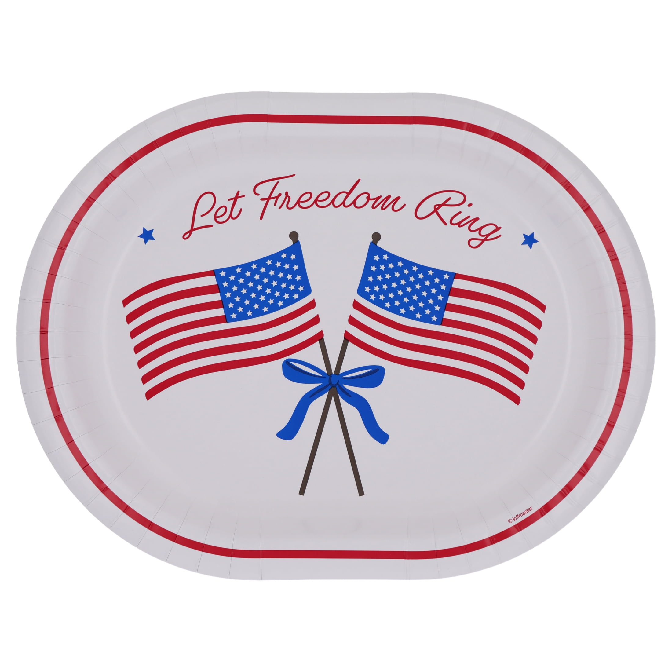 Patriotic Oval Disposable Plates, Red/White/Blue Flag, 9.25
