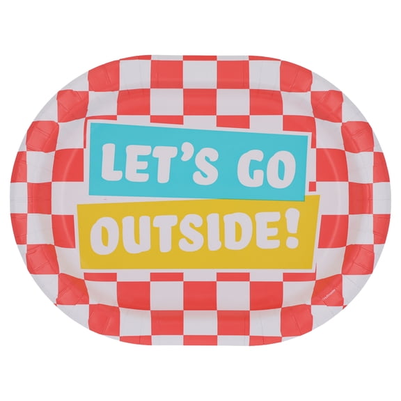 Multicolor Let's Go Outside Oval Disposable Paper Plates, 9.25" x 12", 8 Count, Patriotic by Way To Celebrate