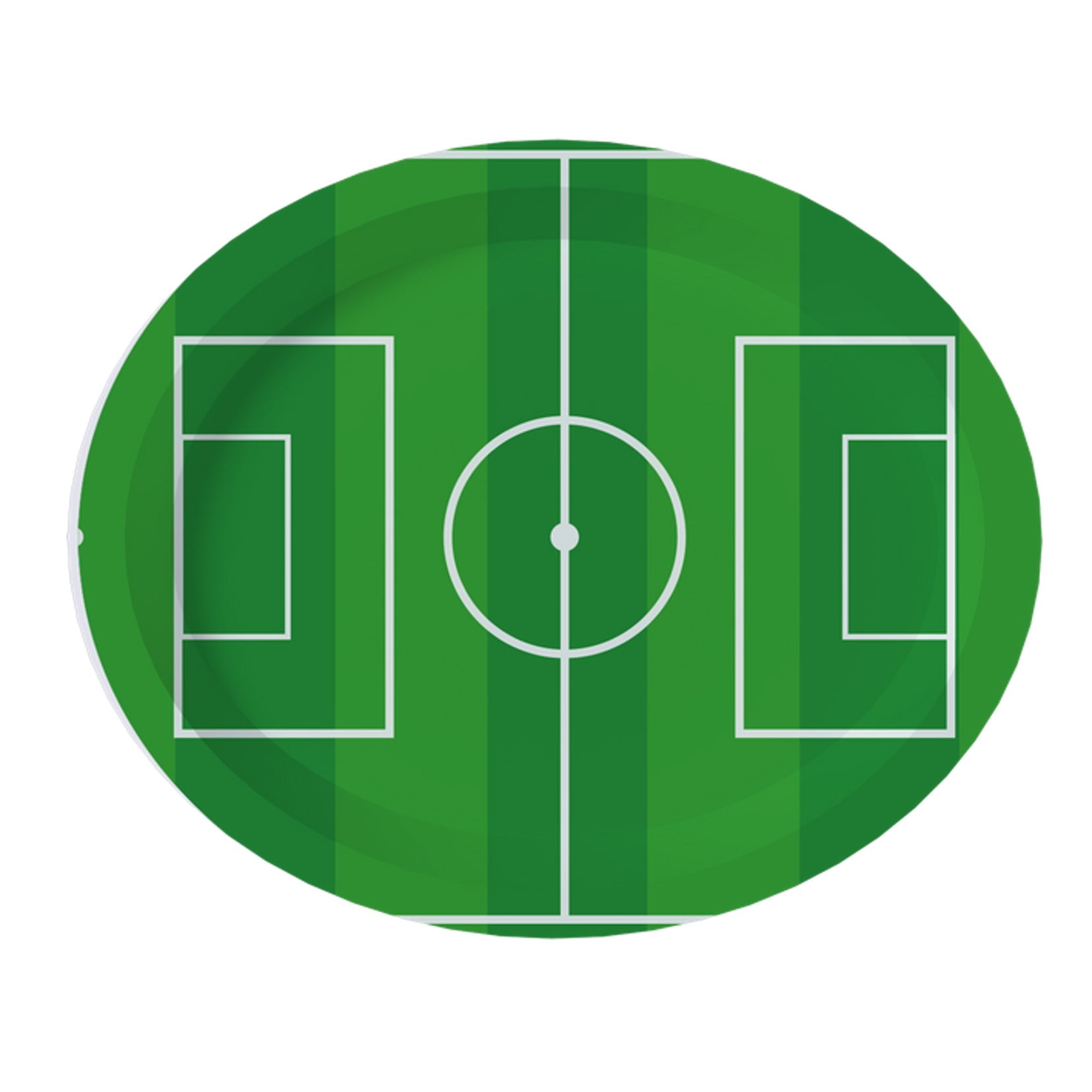 8CT Soccer Field Tableware Oval Plate, White and Green, Soccer by Way To Celebrate