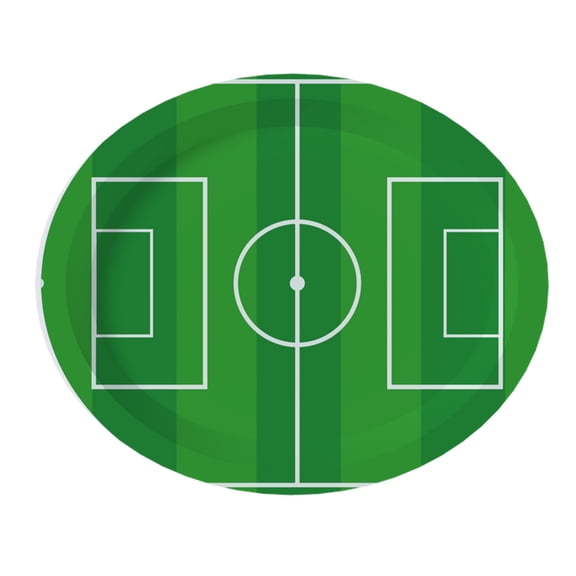 8CT Soccer Field Tableware Oval Plate, White and Green, Soccer by Way To Celebrate