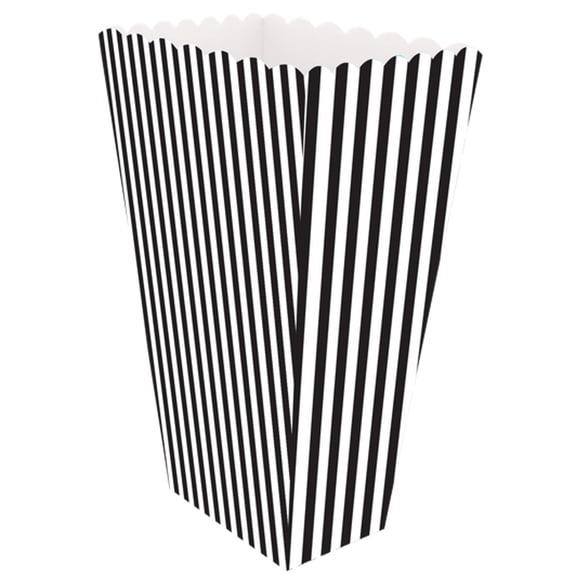 8CT Striped Popcorn Box, Black and White, Soccer by Way To Celebrate