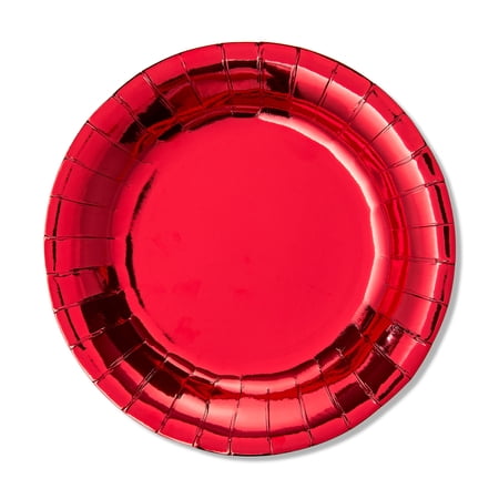 Valentine's Day Round Red Foil Disposable Paper Lunch Plates, 7 in, 8 Count, by Way To Celebrate