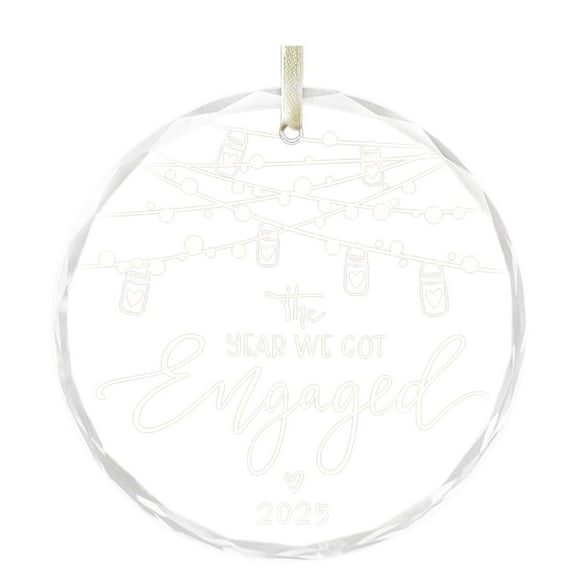 8Cm Christmas Crystal Jewelry Pendant-Engagement for Couples Engagement for Women Her Bride To Be Couple Just Engaged for Her Friends Engaged Ornament 2025 Newly Fiance for Her Glass