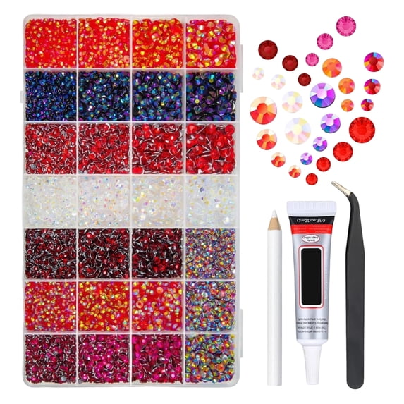 8Color Mixed Rhinestone Bedazzling Kit, Sparkling Gemstones Assortment Set for Nail Embellishment & Creative DIY Craft Projects Supplies
