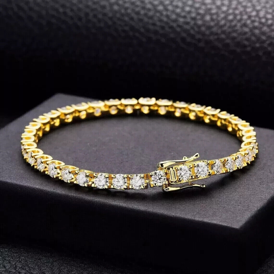 SHIFA JEWELS 8Ct Round Cut Lab-Created Diamond Women's Tennis Bracelet 14K Yellow Gold Plated