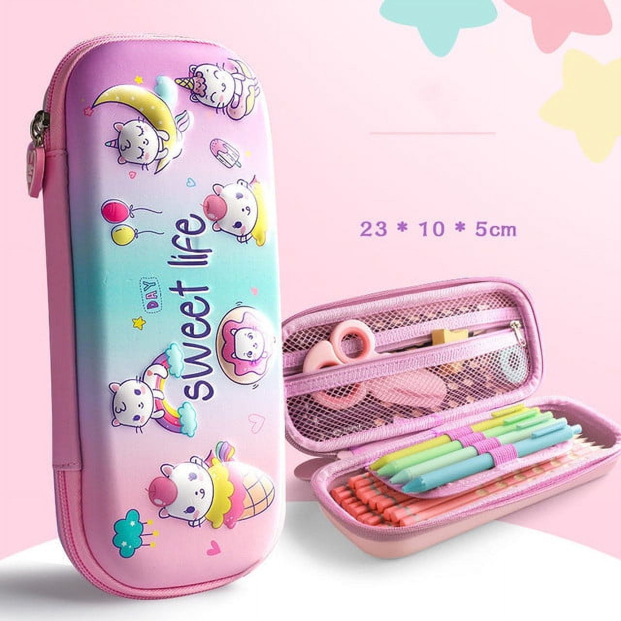 Unicorn Pencil Case for School Supplies, Travel Cosmetic Makeup Bag for  Women (4 Pack)