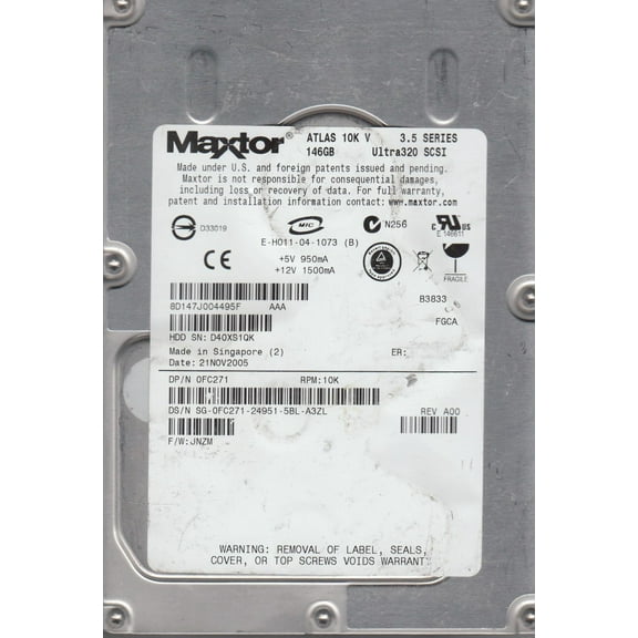 8D147J0, FGCA, Maxtor 146GB SCSI 3.5 Hard Drive
