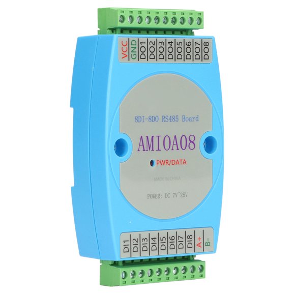 8DI 8DO Digital Input/Output Module, Optocoupler Isolation Board for RS485 MODBUS RTU, 125 x 70 x 30 mm / 4.92 x 2.76 x 1.18 inches