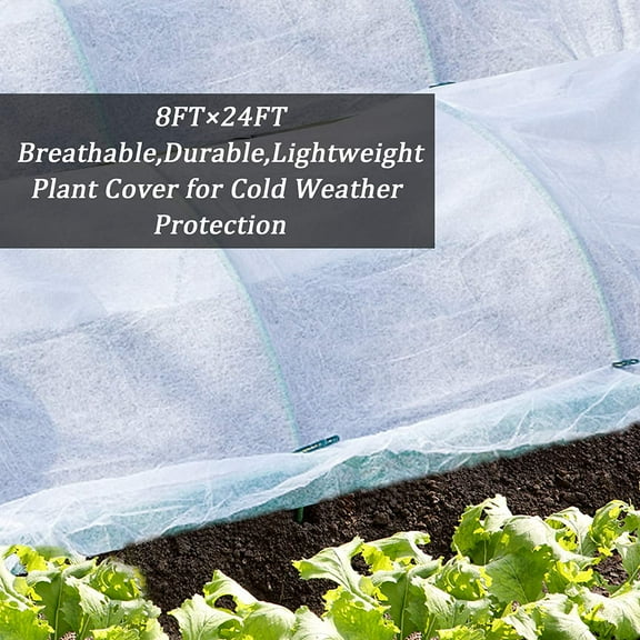 8FT24FT Plant Covers Breathable Floating Row Cover for Snow Frost Bad Weather Pest Protection & Plant Growth