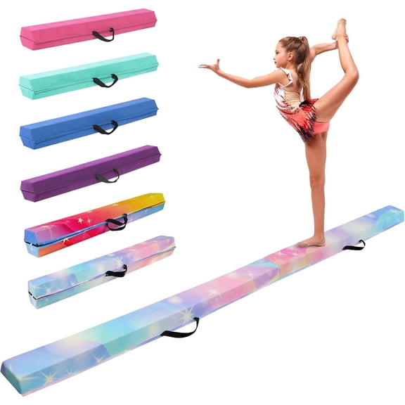 8FT/9.5FT Folding Beam, Portable Gymnastics Beam Equipment with Non Slip Rubber Base & Suede Cover for /Practice/Professional Exercise