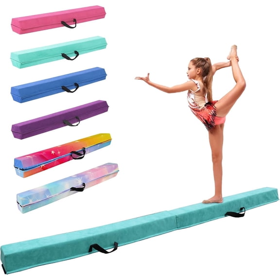 8FT/9.5FT Folding  Beam, Portable Gymnastics Beam Equipment with Non Slip Rubber Base & Suede Cover for /Practice/Professional  Exercise