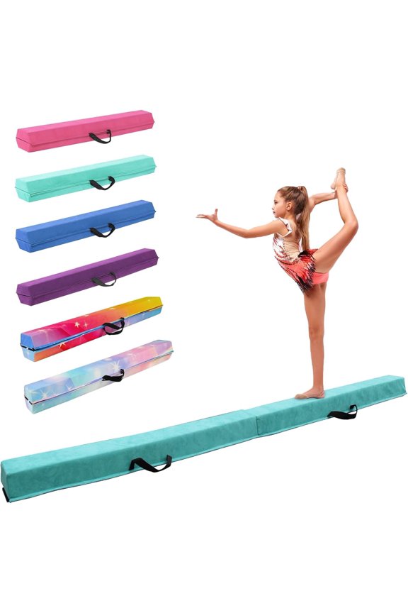 8FT/9.5FT Folding  Beam, Portable Gymnastics Beam Equipment with Non Slip Rubber Base & Suede Cover for /Practice/Professional  Exercise