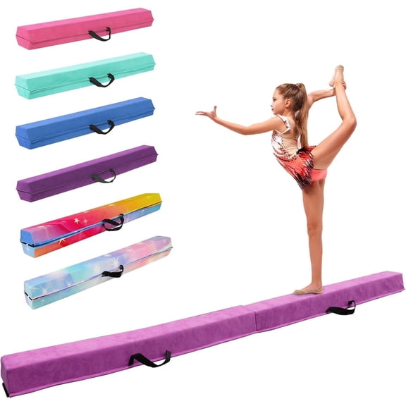 8FT/9.5FT Folding  Beam, Portable Gymnastics Beam Equipment with Non Slip Rubber Base & Suede Cover for /Practice/Professional  Exercise
