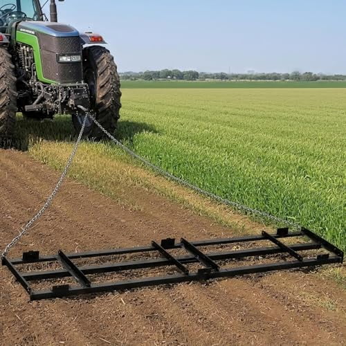 8FT ATV Landscape Drag Harrow Heavy Duty Grader Rake with Chain & Adjustable Slot Design, Quick Hitch Attachment for Driveway, Field, Gravel, and Yard Leveling$$Tools