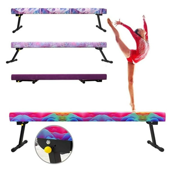 8FT Adjustable&Foldable Gymnastics Balance Beam,Home Gym Equipment,Easy Assembling and Storage,No Tool Require,for Kids Children Girls Training