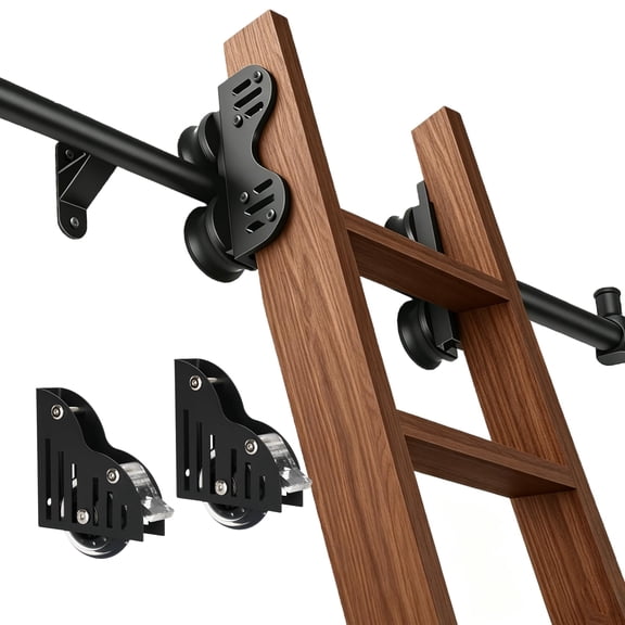 8FT Aluminum Telescopic Sliding Library Ladder Hardware Kit with Braking