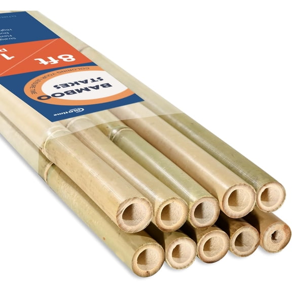 8FT Bamboo Stakes Plant Stakes 1 Inch Thick Diameter Garden Stakes Heavy Duty for Plant Support Outdoor Climbing Plants Support Gardening Stakes 10 Pack