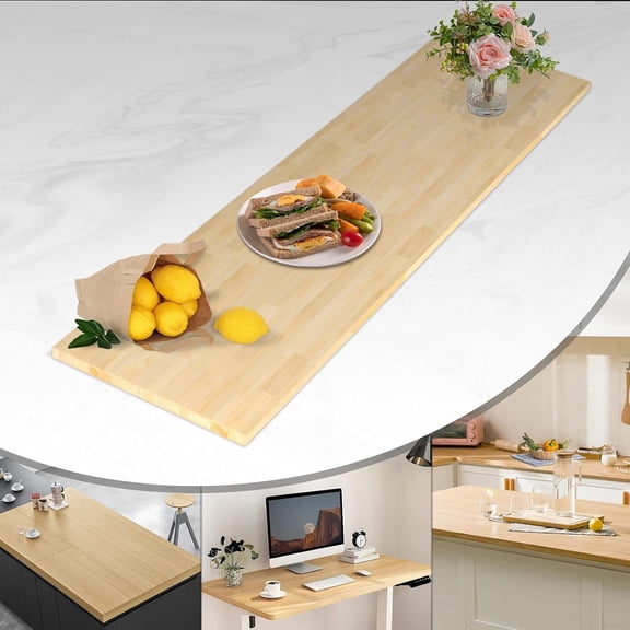 8FT Butcher Block Countertop, Extra Long Solid Wood Kitchen Countertop for Island or Commercial Workbench, Heavy Duty DIY Countertop Slab,98x25x1.12inch