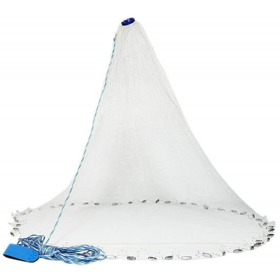 8FT Cast Fishing Net, 2.4M Diameter Hand Throw Fishing Net with 240 Steel Sinkers, 3/8 Inch Mesh, Single Nylon Thread, Easy Throw for Freshwater Saltwater