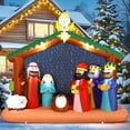 thumbnail image 1 of 8ft Christimas Inflatable Nativity Scene Decorations Outdoor with Built-in LEDs Lights, Large Blow Up with Baby Jesus, 1 of 8