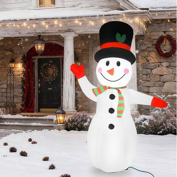 8FT Christmas Inflatable Snowman with LED Lights, IP65 Waterproof Blow Up Yard Decoration for Lawn, Garden, Holiday Outdoor Decor