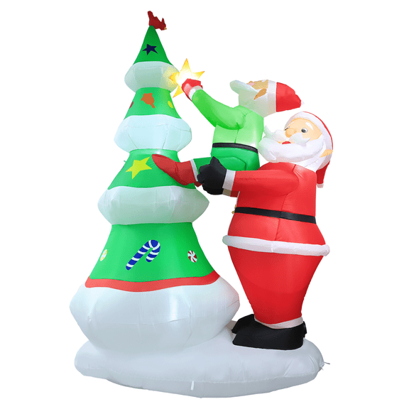 8FT Christmas Inflatables Santa Claus Outdoor Decorations Xmas Decor Blow Ups Built-in LED Lights