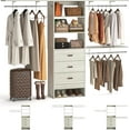 thumbnail image 1 of 8FT Closet System, 96'' Closet Organizer System with 3 Hanging Rods, Wall Mount Bedroom Wardrobe with 3 Drawers Walk-in Closet, Adjustable Garment Rack from 5 to 8FT(Cut to Fit), White Oak, 1 of 16