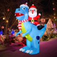 thumbnail image 1 of 8FT Dinosaur Christmas Inflatable, Christmas Inflatables Outdoor Decoration, Santa Claus Rides a Dinosaur Christmas Inflatable with Built-in Led Lights for Outdoor Party Lawn Garden Decoration, 1 of 6
