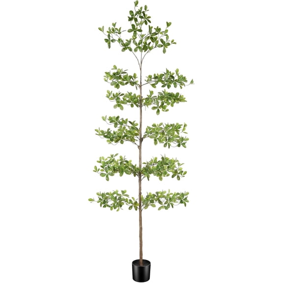 8FT Faux Black Olive Tree with Natural Wood Trunk and Realistic Leaves