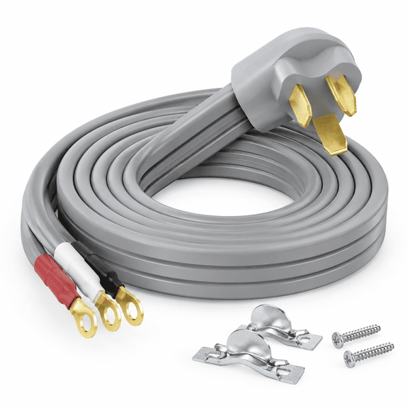 8FT Flat 3 Prong Dryer Cord, 30A 10AWG 240V NEMA 10-30P 3-Wire Appliance Power Cord