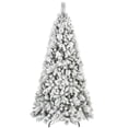 thumbnail image 1 of 8FT Flocked Christmas Tree with 1445 Tips  Snowy PVC & Hard Needle Branches, Hinged Structure for Easy Setup, Stable Metal Stand  Realistic Full-Body Holiday Tree, 1 of 12