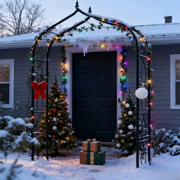 8FT Garden Arch Trellis, Outdoor Steel Arbor for Climbing Plants, Archway Frame Stand Gate for Wedding Ceremony Decoration Party Vines Lawn Courtyard Patio Backyard